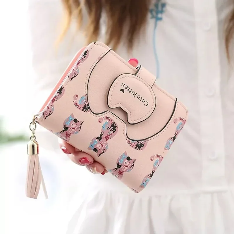 Women Cute Cat Wallet Small Zipper Girl Wallet Brand Designed Pu Leather Women Coin Purse Female Card Holder Wallet