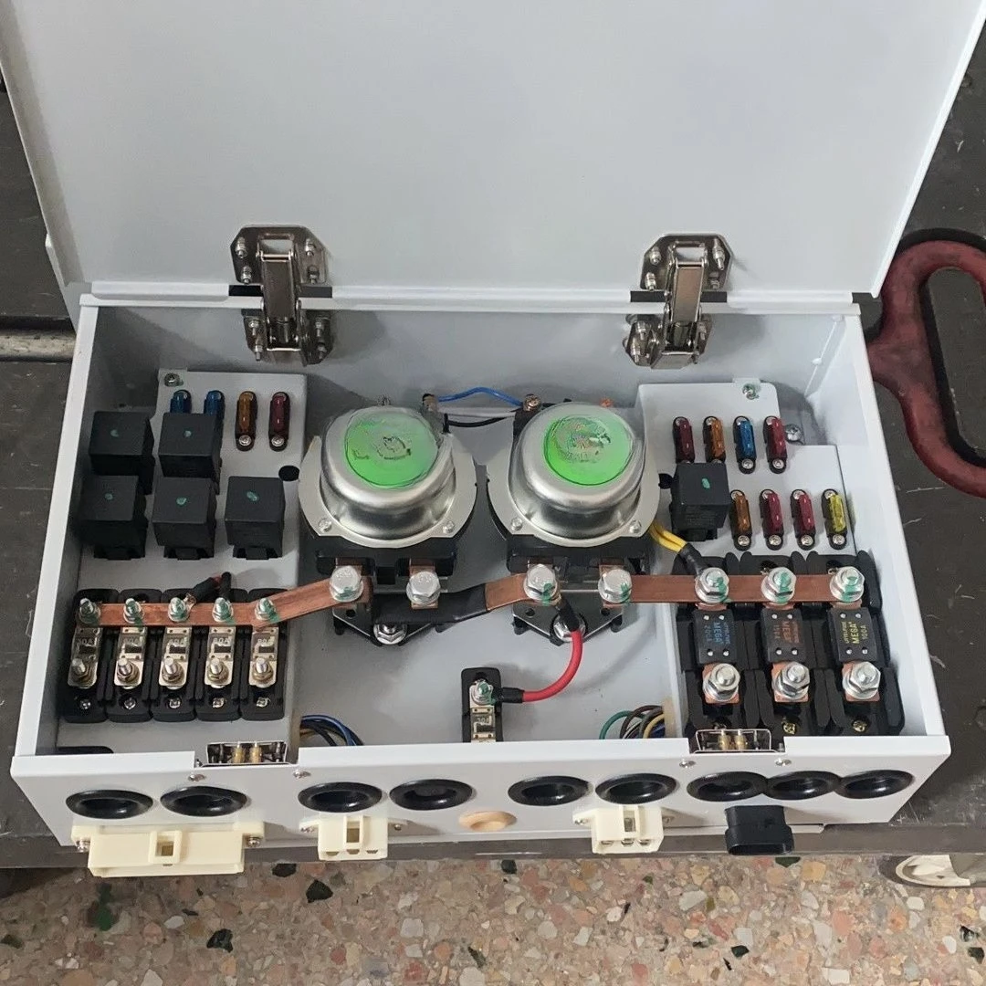 RV distribution box relay, modified RV distribution box, 12V, 24V system fuse box