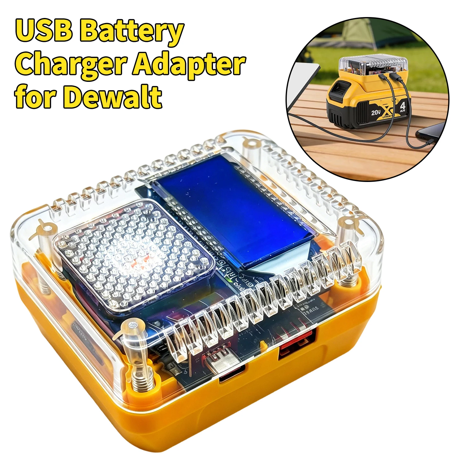 Digitaler Lithium-Batterie-Adapter-Konverter für Makita/Dewalt/Milwaukee/Bosch mit USB- und Typ-C-Ladeanschluss