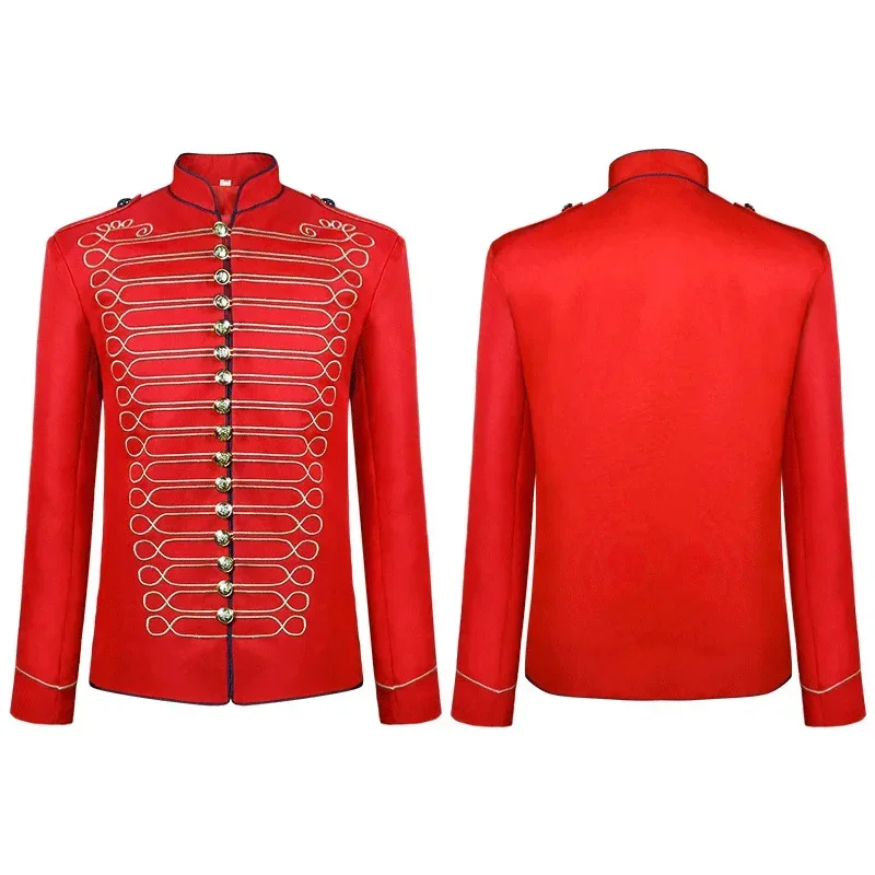 سترة هوسار للرجال مطرزة بالقرون الوسطى سترة كوسبلاي على الطراز القوطي Steampunk معطف الطبال موكب السترات العسكرية للرجال Clo MN3