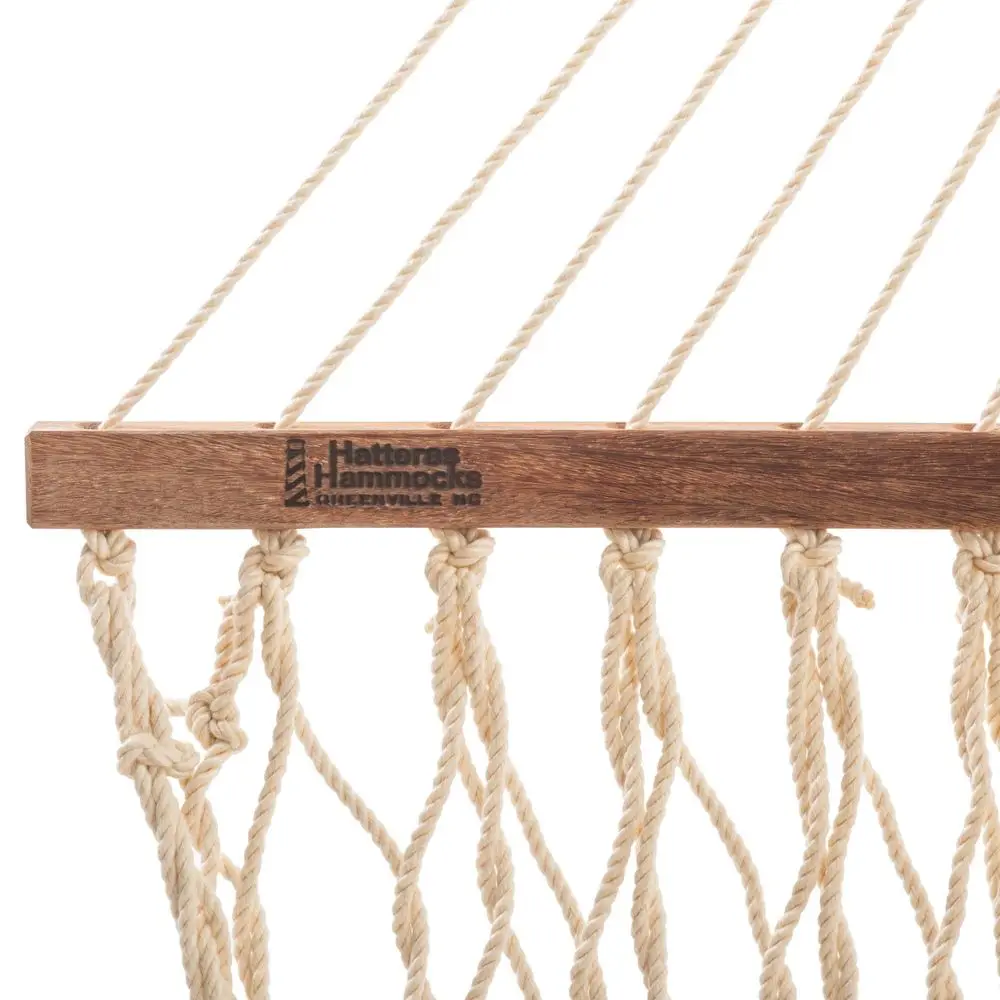 Deluxe Oatmeal Duracord Rope Hammock with Free Extension Chains amp Tree Hooks, Handcrafted in The USA, 450 LB Weight Capacity,