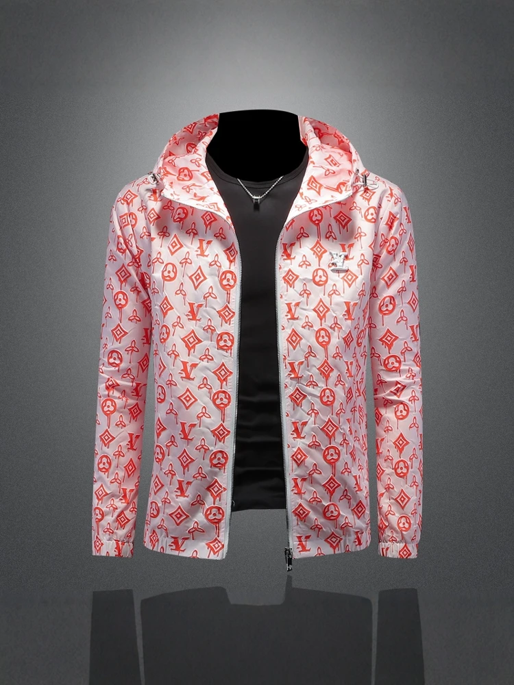 

Мужская весенняя куртка с капюшоном 2025 года, приталенная, повседневная, тонкая, больших размеров, из полиэстера, с длинными рукавами, модная, в городском стиле, с геометрическим узором