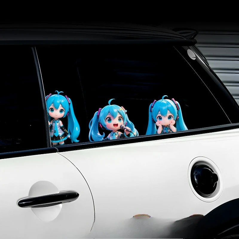 

3D Anime Hatsune Miku Window Glass Decal Stickers Waterproof Car Scratch Masking Furniture Kawaii Decoration Gift
