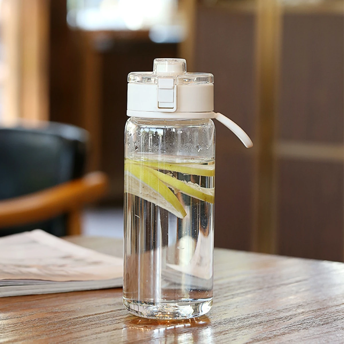 1pc Portable Sports Fitness Large Capacity Transparent Cup Outdoor  Travel  Office Essential Water Bottle