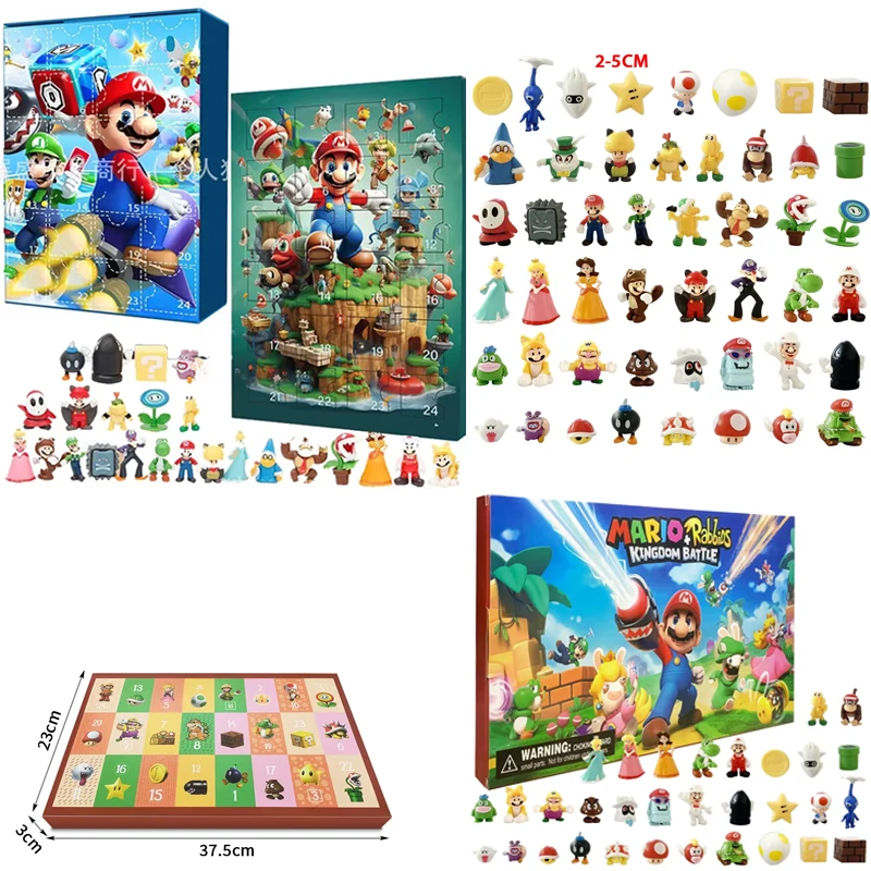 Mario Bros Advent Calendar Blind Box Gift Box Toy Set Doll Children Christmas 24 Day Countdown Comes Gifts Game Minifigure