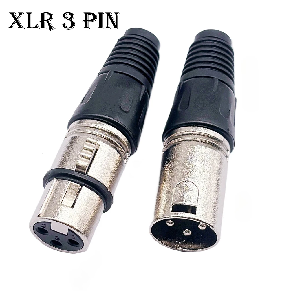 XLR 3 \Pin Male Female Audio Cable Plug Connector, Durable Cannon MIC Cable Terminal  Professional Microphone Connector