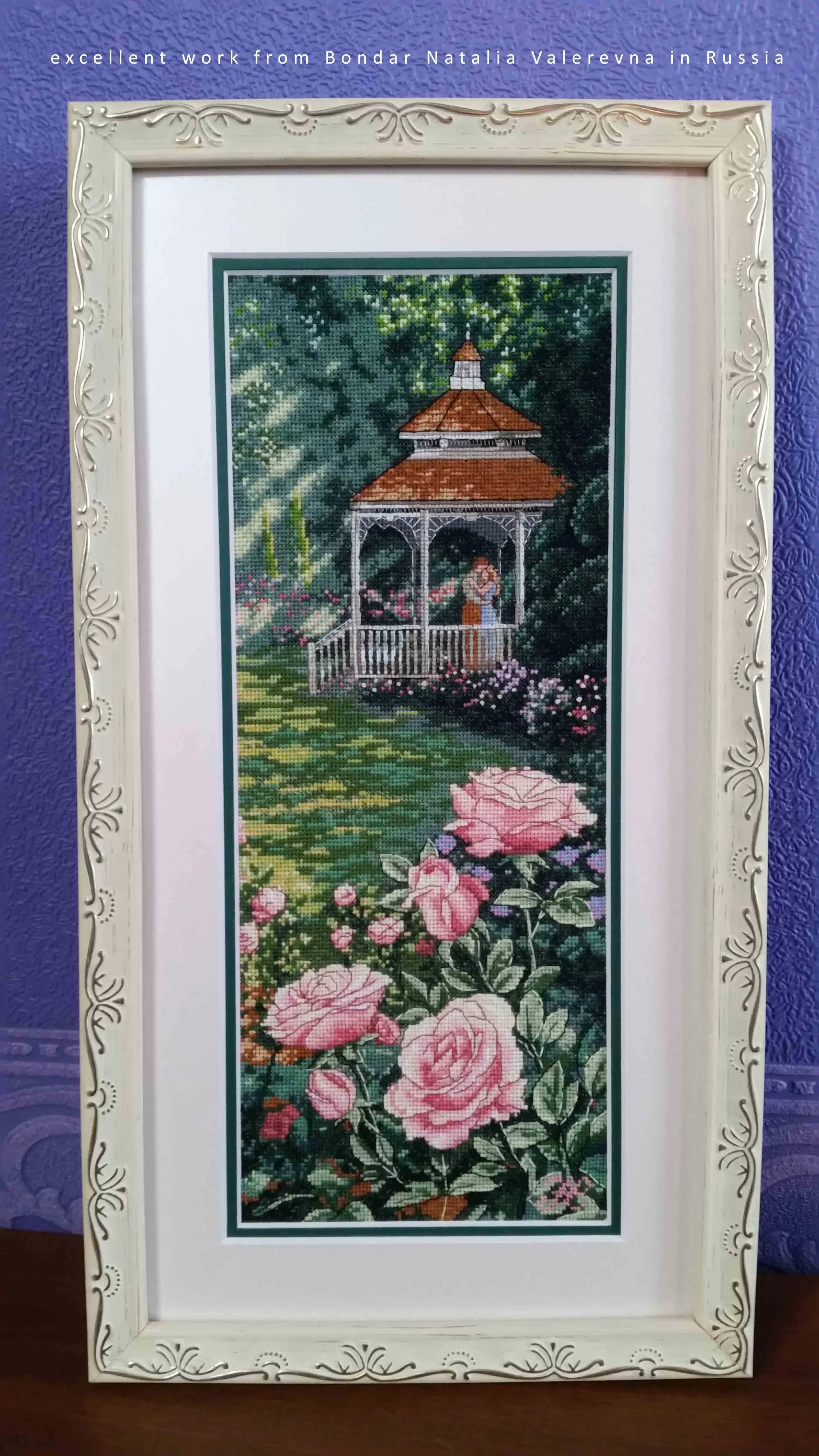 Amishop Top Quality Beautiful Lovely Counted Cross Stitch Kit Paradise Found Rose Park Garden Kiss Lover Dim 35207