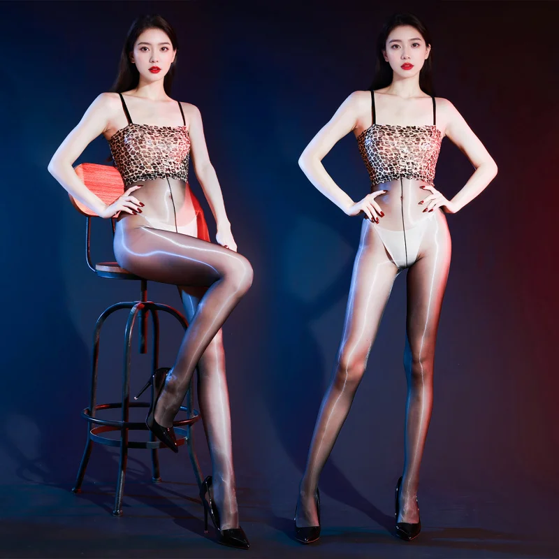 

Сексуальные цельные чулки с леопардовым принтом и кружевным топом на бретельках, глянцевые чулки с открытой промежностью, свободный с жемчужным массажем, эротический черный шелк