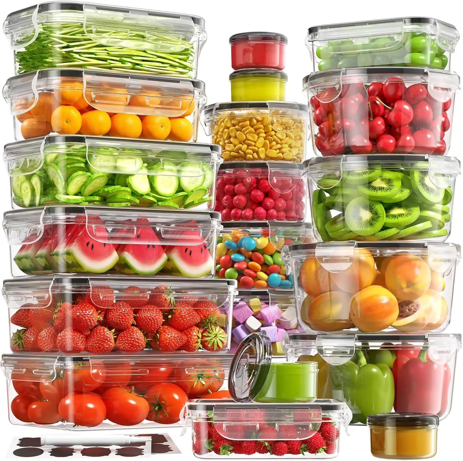

40 PCS Airtight Food Storage Containers with Lids, Leakproof Meal Prep Set, BPA-Free, Microwave/Dishwasher Safe