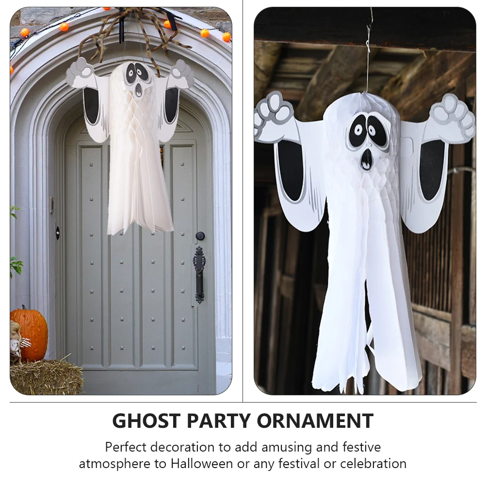 2 stücke Geist Waben Ball Dekorationen Hängen Papier Anhänger Für Halloween Spukhaus Party Wand Fenster Tür Dekoration