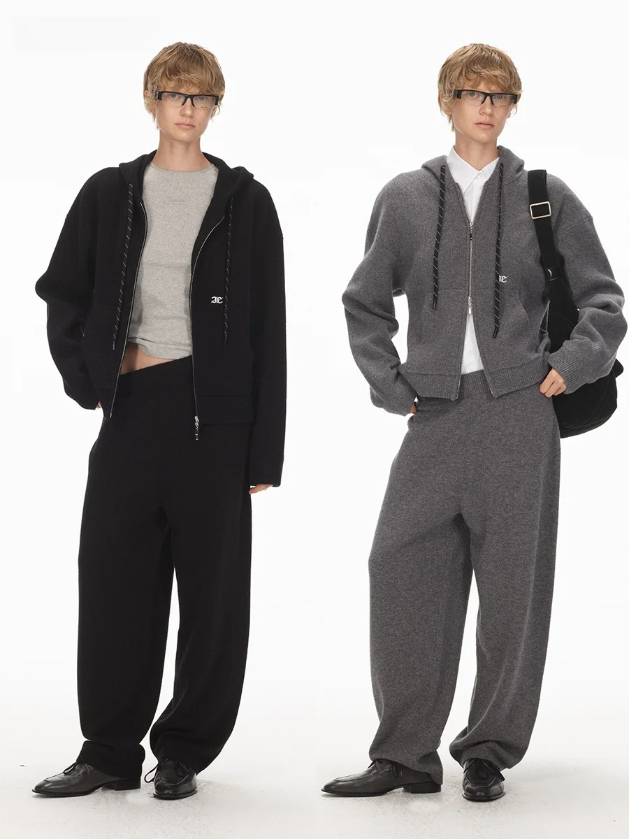 

Комплект ADE 25: Зимний Классический Легкий Шерстяной Костюм (Худи и Брюки) для Женщин, Модный Комплект на Молнии для Повседневной Носки