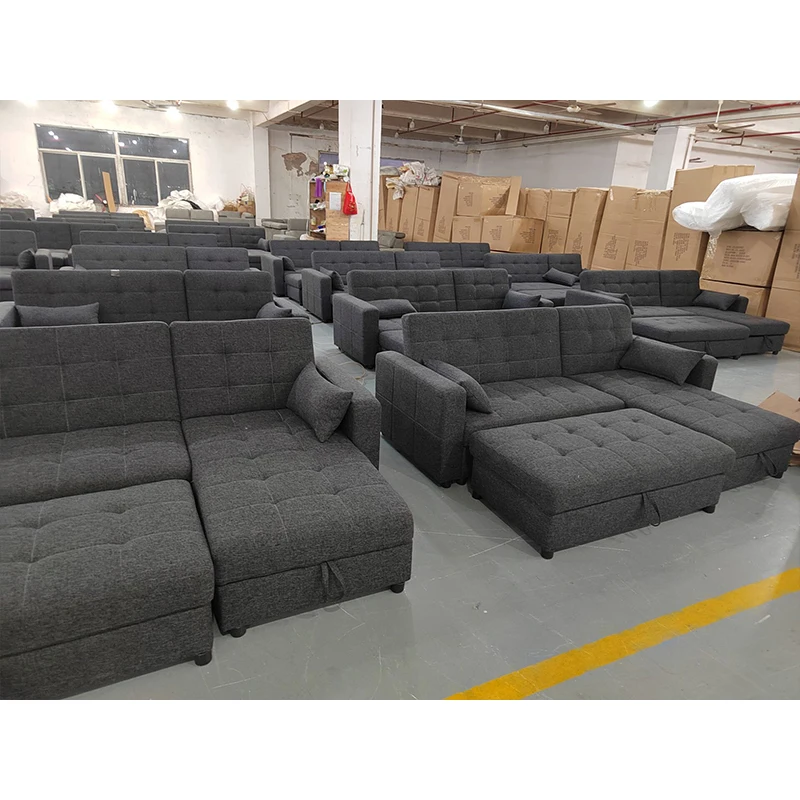 wholesale Functional L shape lounge sofa bed furniture with storage for home center