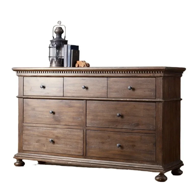 

American country solid wood dining side cabinet, French bed and breakfast storage living room entrance cabinet, all solid wood