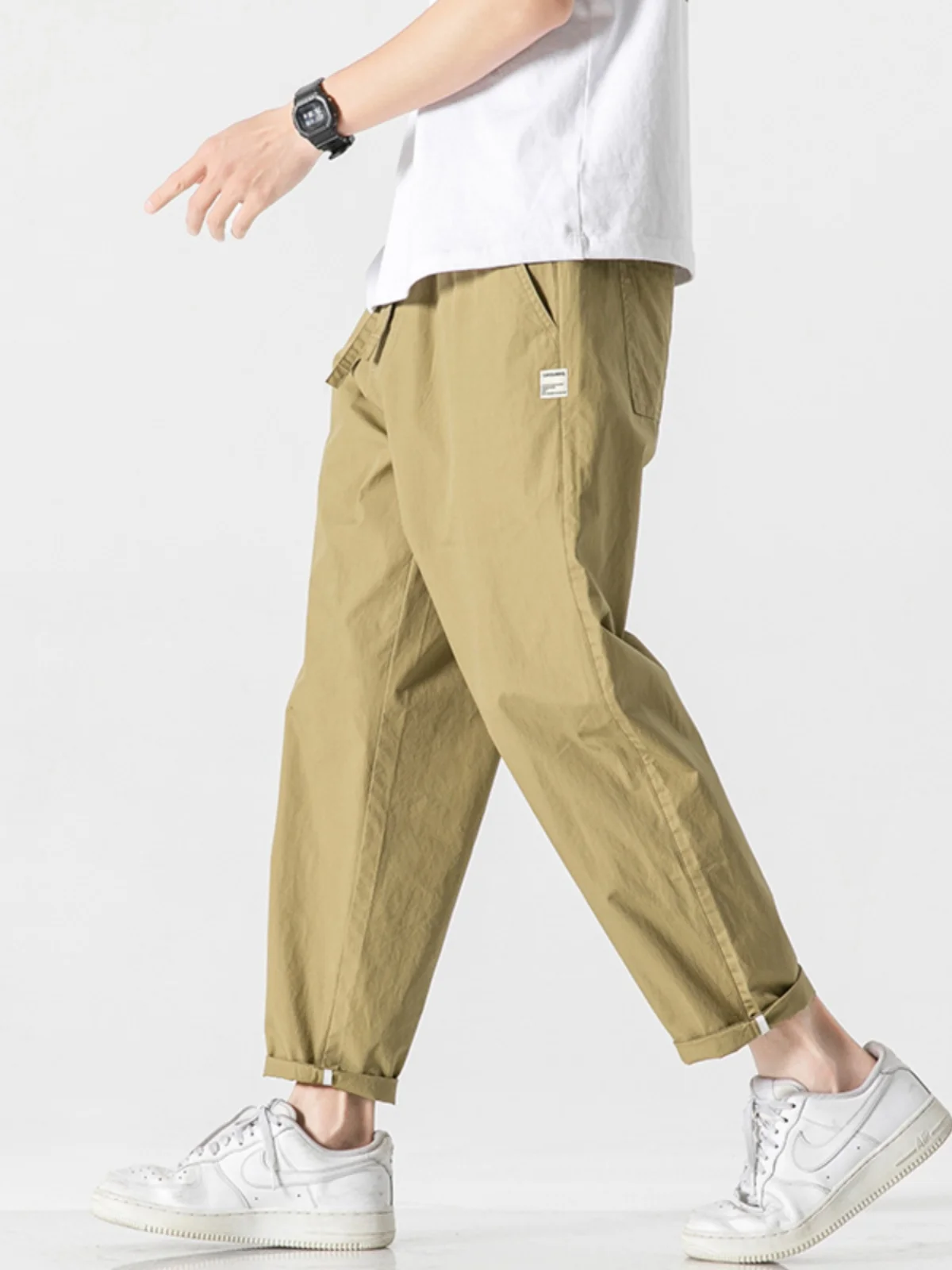 

Мужские летние тонкие облегающие брюки Harlan в стиле ретро, японские цвета, повседневные прямые брюки, модные молодежные брюки для активного отдыха