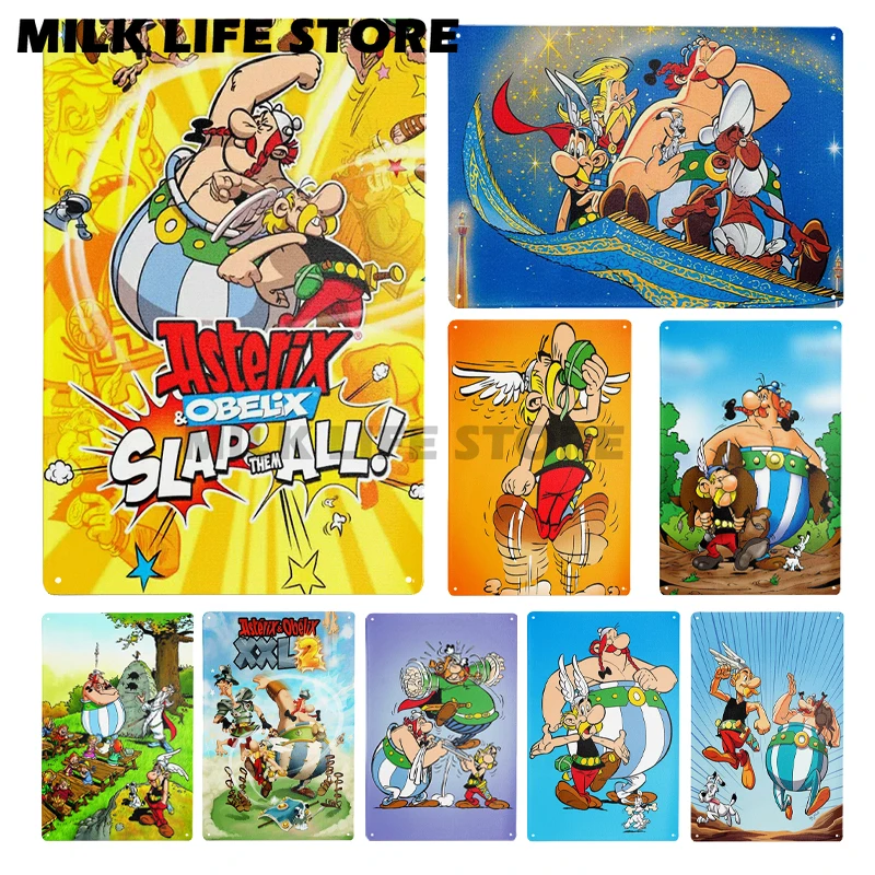 Asterix And Obelix Metal Plaque Poster Club Design Club Party Plates Pub Tin Sign Printing Tin Sign Poster