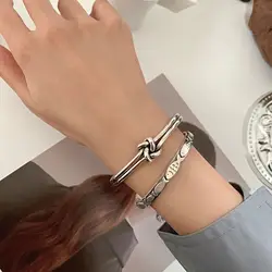 Individual Fish & Knot Design Retro Thai Silver Female Bangle Original Jewelry For Women Christmas Gifts No Fade