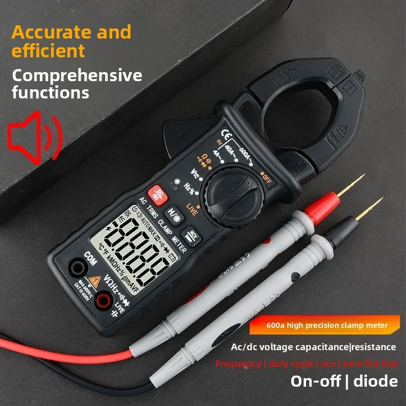 Smart Voice Broadcast Digital Clamp Meter, 600A Multifunctional High Precision Anti-Burn Clamp Multimeter