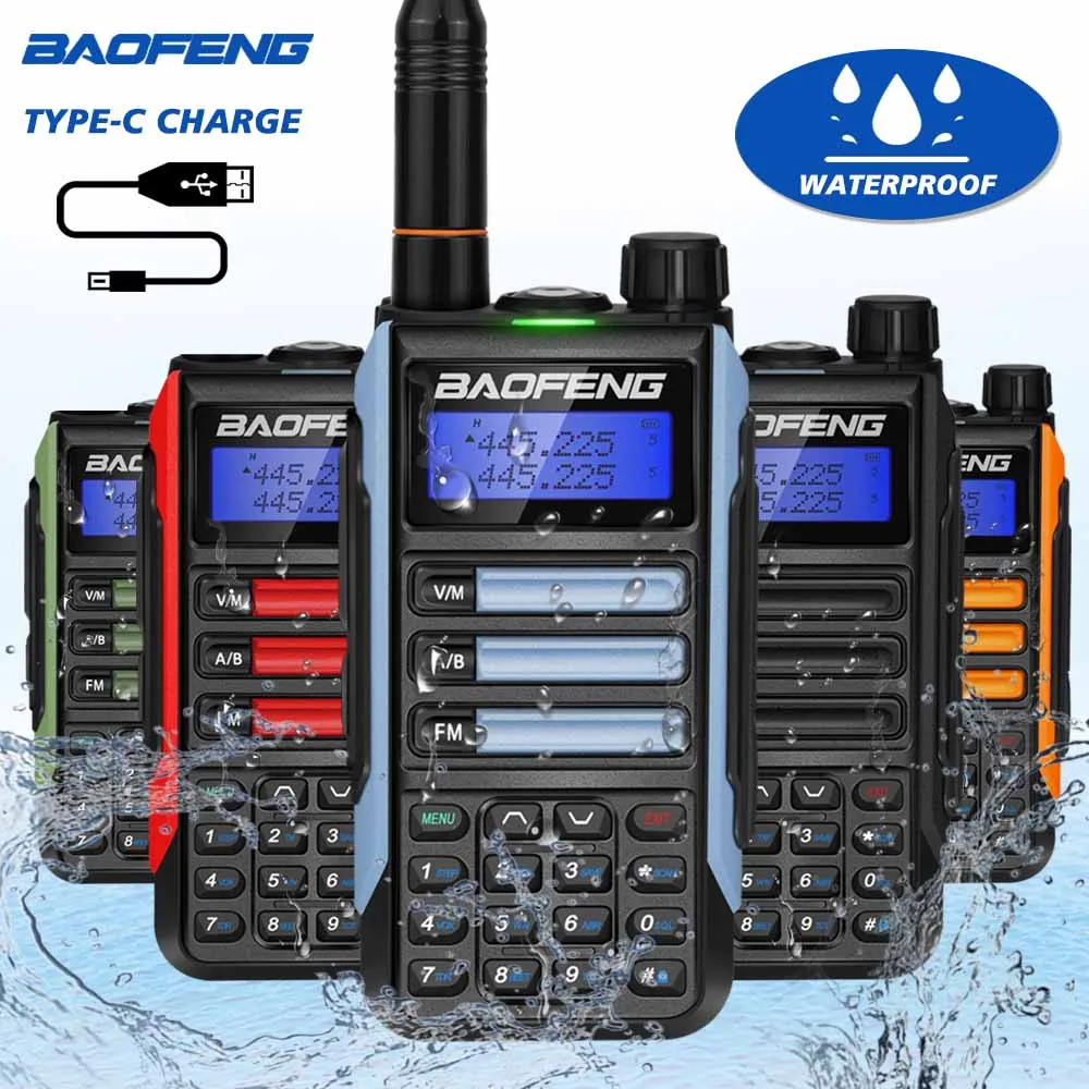 Baofeng profissional walkie talkie uv16 plus 10w potência à prova dwaterproof água vhf uhf dupla banda rádio em dois sentidos uv5r uv10r reforçada