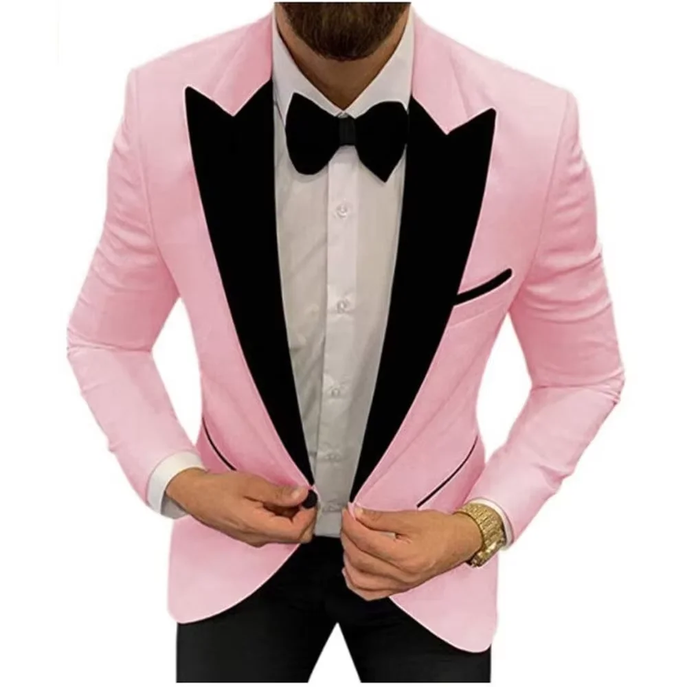 

Мужской фрак, приталенный комплект из двух предметов, высококачественный костюм с лацканами и двойными пуговицами, куртка + брюки, свадебный костюм жениха, танцевальная вечеринка, ужин