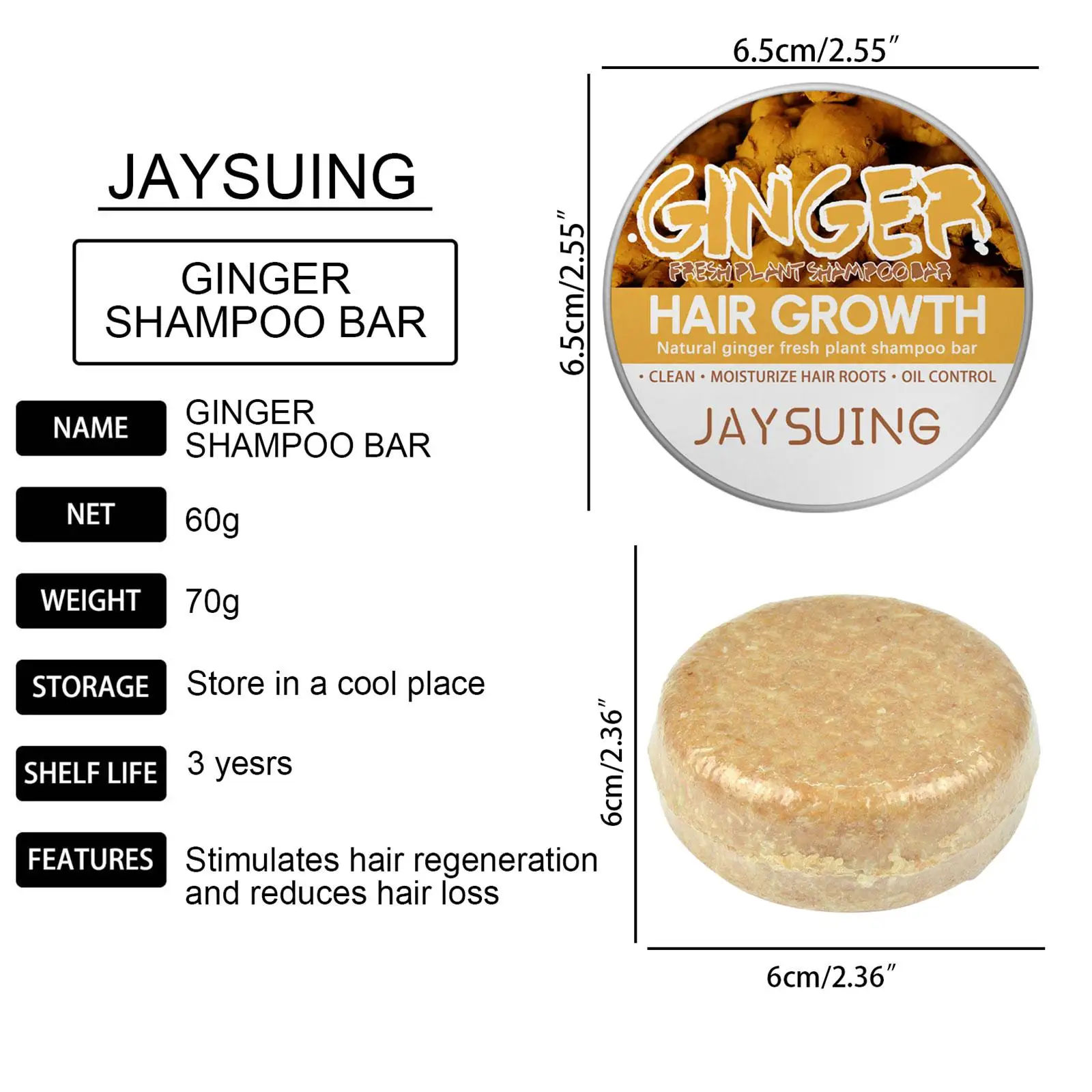 Anti Hair Loss Ginger Shampoo Hair Growth Thick Moisturizing Shampoo Bar Hair Scalp Massage Anti-Fall Conditioning Shampoo Bar