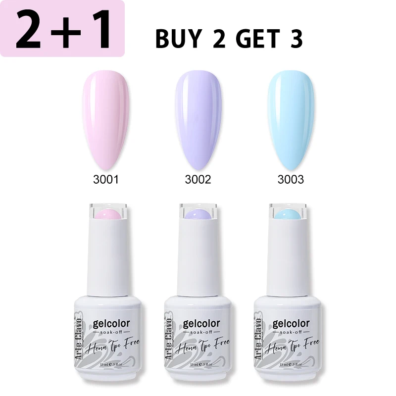Arte Clavo 3Pcs/Set 15ml Macaron Gel Nail Polish Set Semi Permanent HEMA TPO FREE LED UV Gel Soak Off Nail Art Kit Varnish