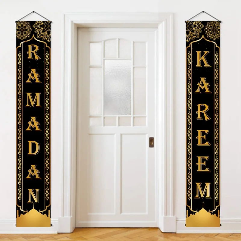 Bannière de porte pour l'Aïd Moubarak, décoration du Ramadan pour la maison, décor de fête musulmane islamique, cadeaux de l'Aïd Adha, décoration du Ramadan Kareem, 2025