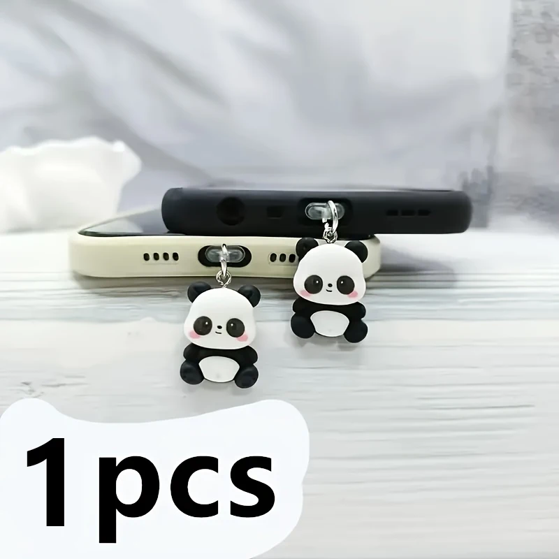Fashion Mini Panda Phone Dust Plug Pendant Suitable for iPhone for Type-C For Android Interface Dust Plug Accessory Decoration