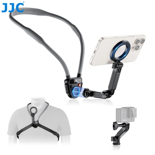 Soporte de teléfono de cuello mejorado JJC para grabar grabación de vídeo POV Vlog manos libres para DJI Osmo 360 Action 5 GoPro iPhone 16 15