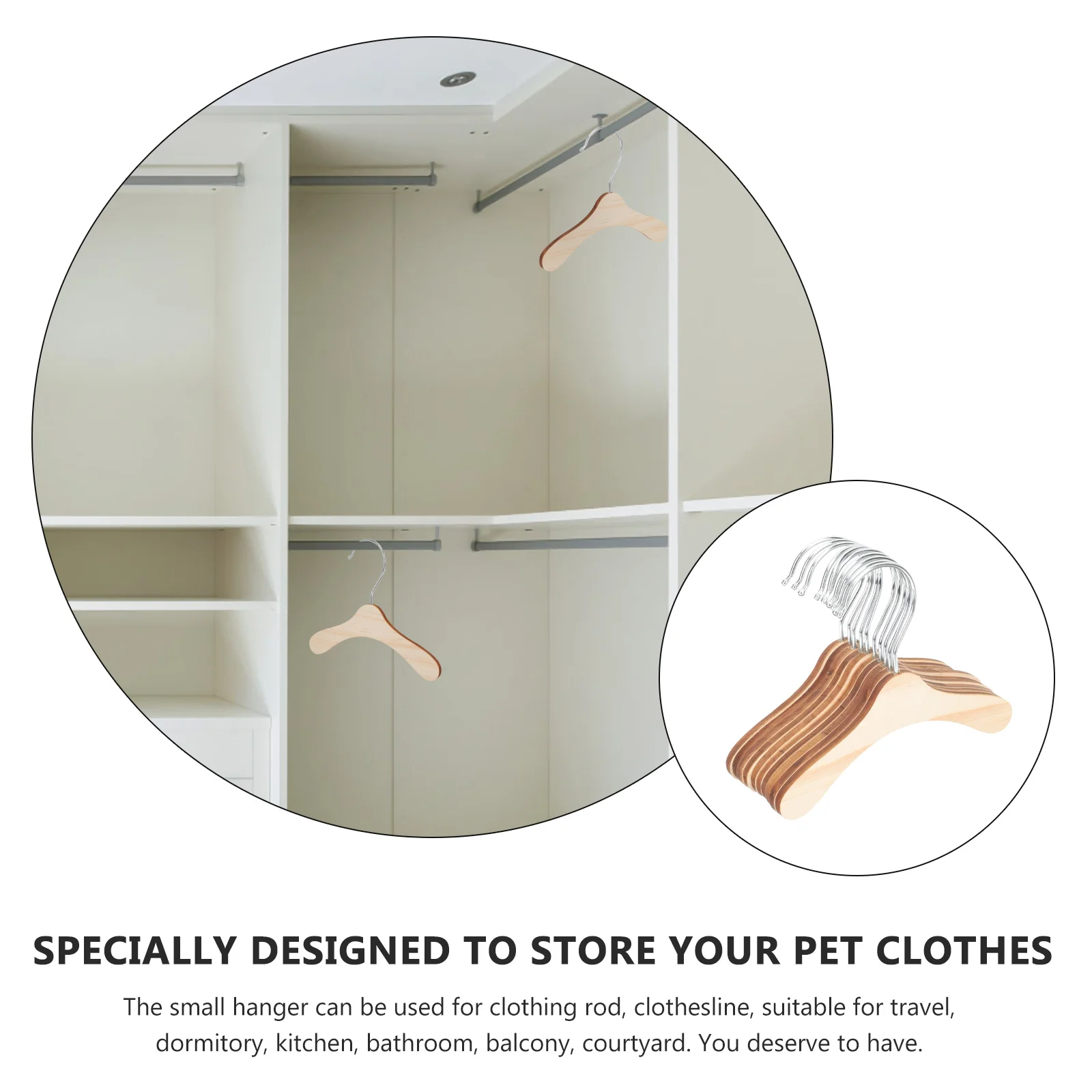 

10 Pcs Small Dog Clothes Solid Wood Hanger Pet Hangers Baby Clothing Rack Child