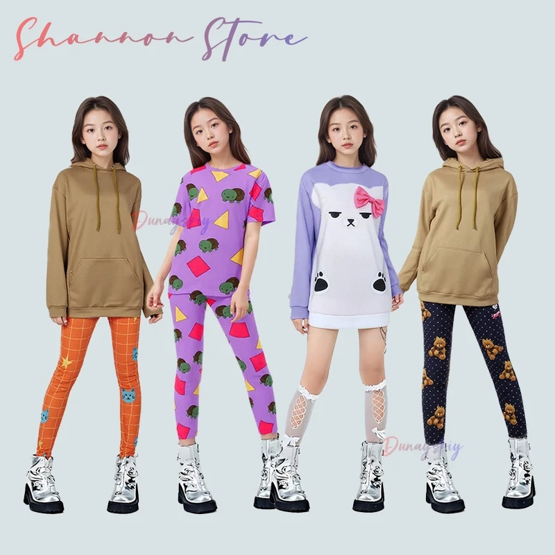 

Demons Hunters Costumes For Women Girls Rumi Mira Zoey Cosplay Purple Bear Pajamas Hoodies T-Shirt Pants Halloween Outfits