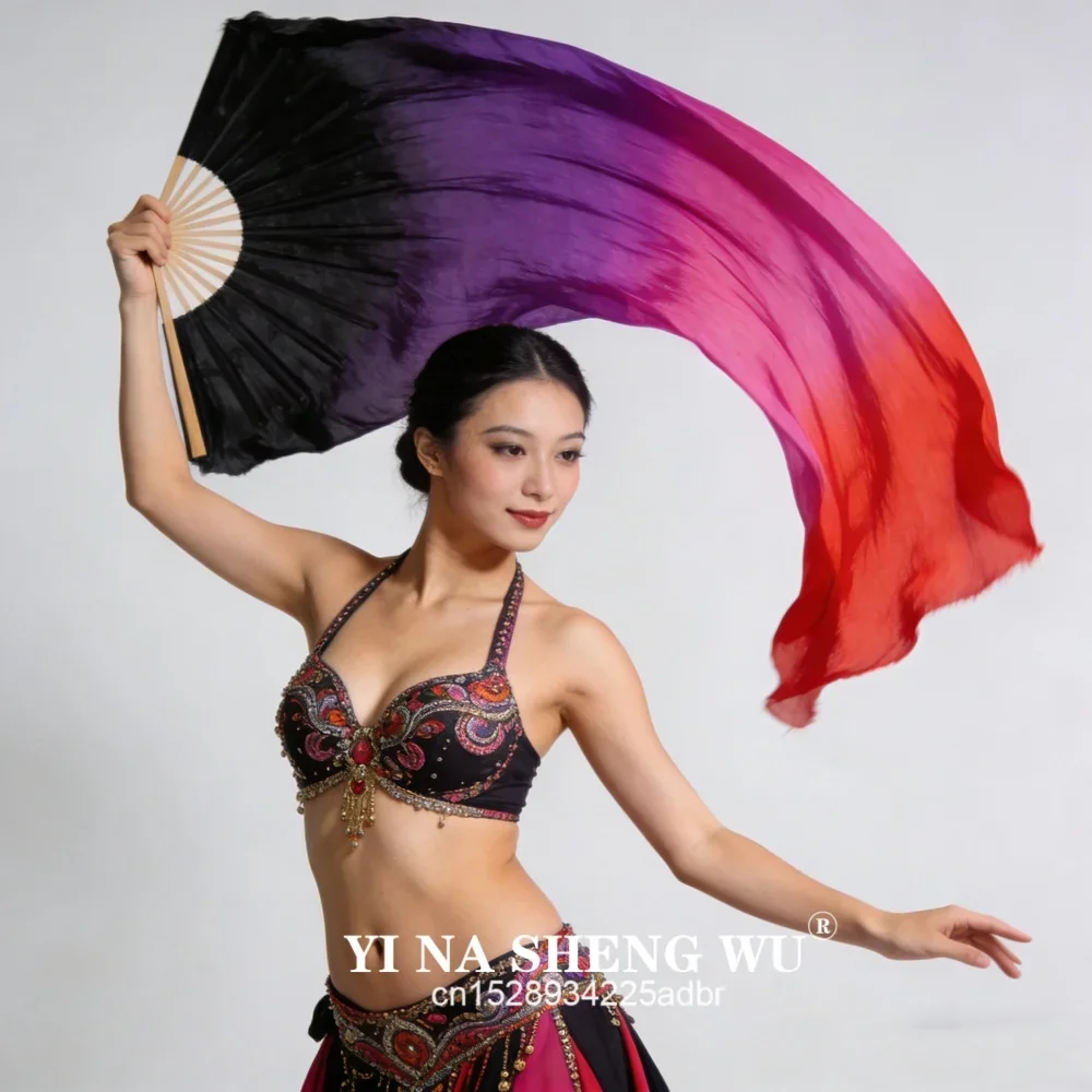 

100% натуральные шелковые веера высокого качества для танцев, настоящие китайские шелковые веера для танца живота, 1 пара, ручная работа, окрашенные вручную, шелковые вуали, танцевальные веера
