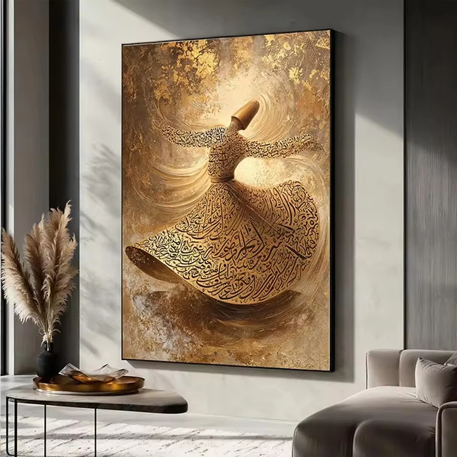 

Whirling Dervish Spiritual diamond Painting Gold Arabic Wall Art diamond embroidery Islamic Elegant Picture Home Interior Decor