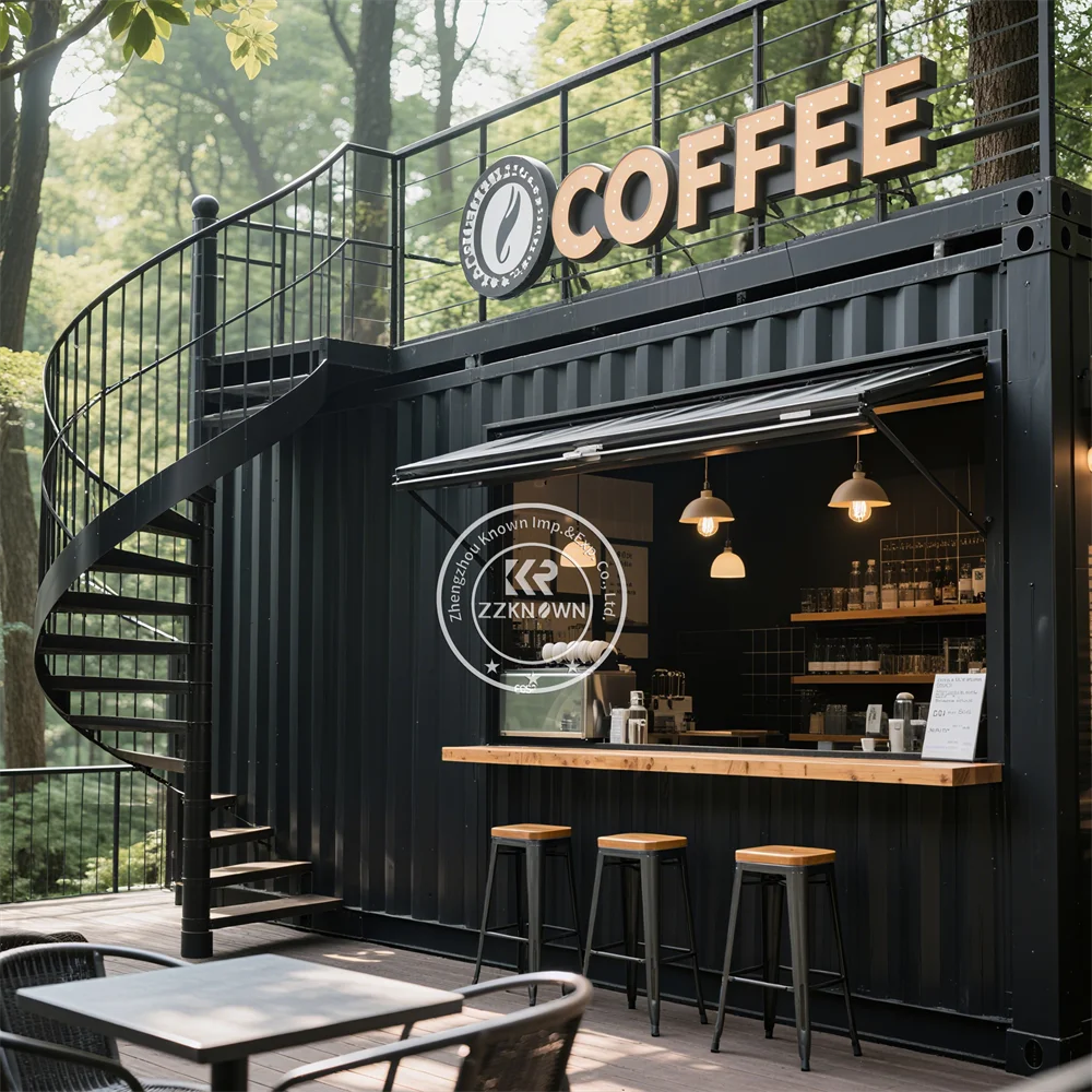 Luxury European Style Modular Container House Prefabricated Home And Kitchen Cabinet Steel Material Coffee Kiosk For Shop Use