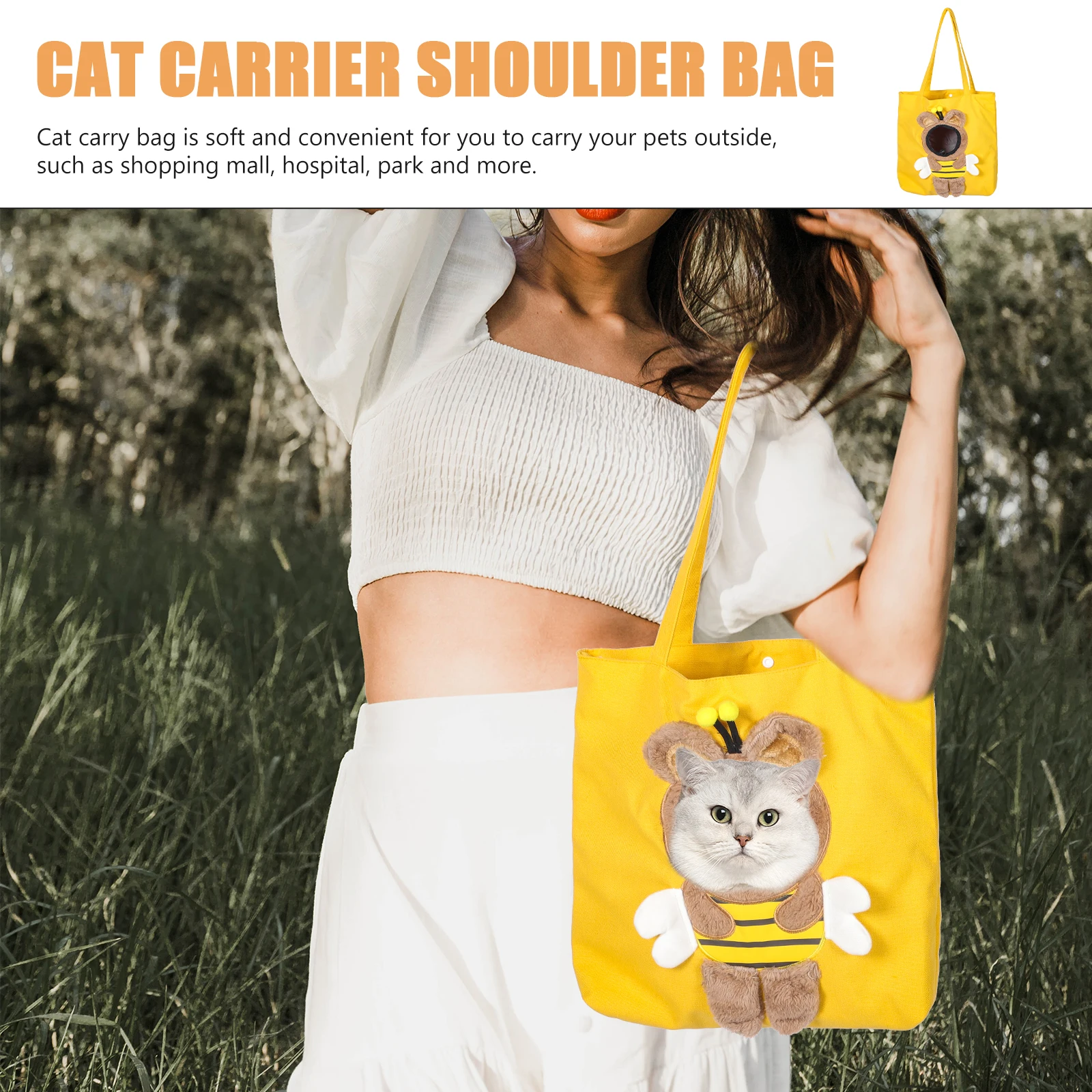 

Bee Shaped Cat Carrier Portable Canvas Bag Breathable Pet Travel Shoulder Bag For Kitten Puppy Bunny Lightweight