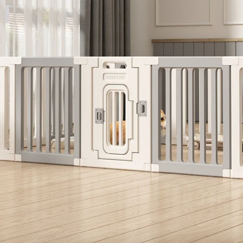 Gray and white color dog fence, foldable pet guardrail combination, small and medium-sized dog cage, indoor isolation fence