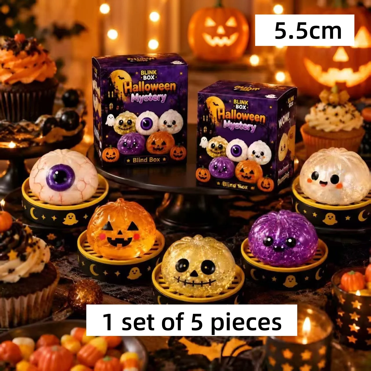 Nouveau jouet anti-stress créatif de 5,5 cm en forme de fantôme d'Halloween, sonore et amusant, idéal pour les fêtes, coffret cadeau anti-stress