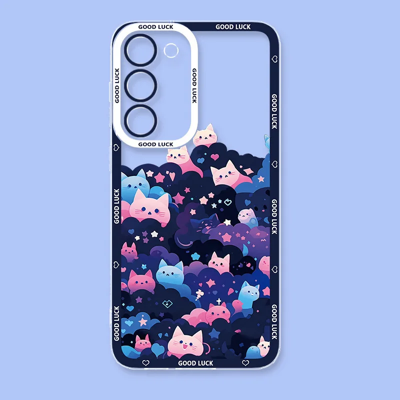 Lustige Künstlerische Schwarze Katze Sternenhimmel Handyhülle für Samsung Galaxy S26 S24 S23 S22 S25 Plus Ultra Transparente Hülle S23+ S22+ S24+ Schutzhülle – Detail 8