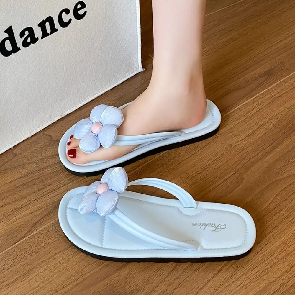 

Anti Odor Anti Slip Beach Flip Flops Sweet Outer Wear Shoes Flower Flip Flops Soft Sole Clip Toe Slippers Women Girls