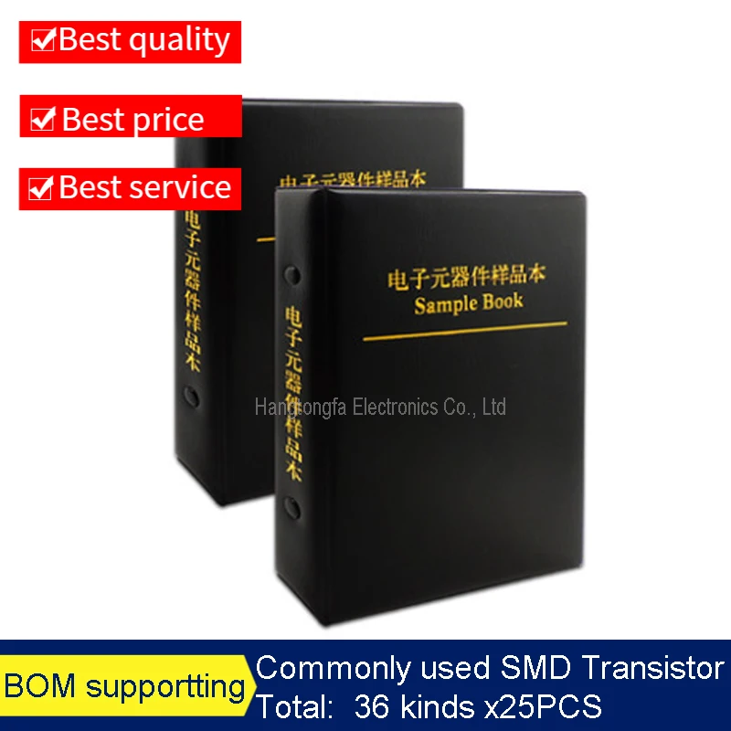 SMD Transistor Sample Book  commonly used  Assortment Kit Assorted J3Y 2TY S9012 S9013 36 kinds x25pcs New