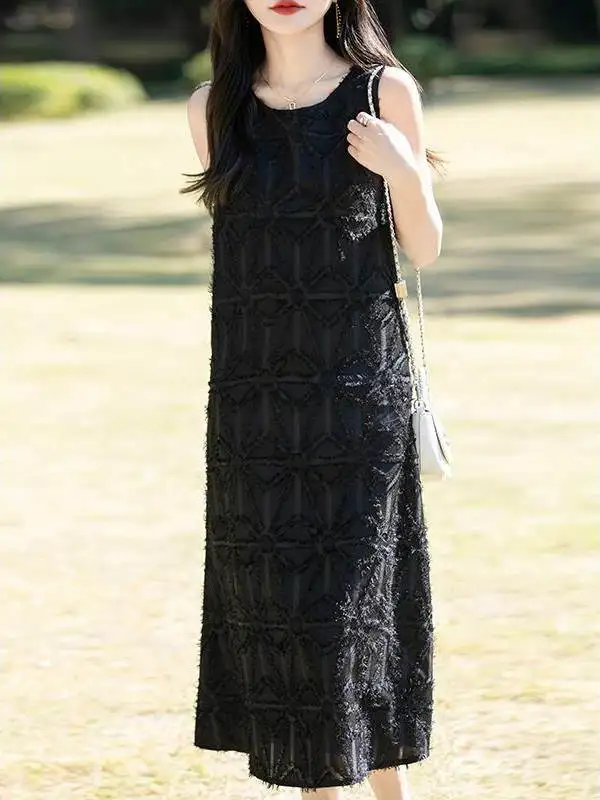 White Lady Sle Strapl Dr femmes nouveau 2025 printemps été haut de gamme Svel Design jupe longue a-ligne Midi Dr