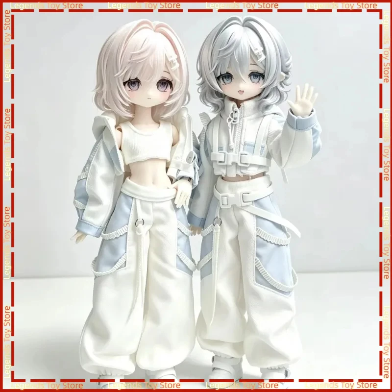 1/8 Doll Outfit Sports Suit White Purple Patchwork Jacket Pants Top Harness Fashion Doll Clothes Accessory for 16-18cm Doll Body