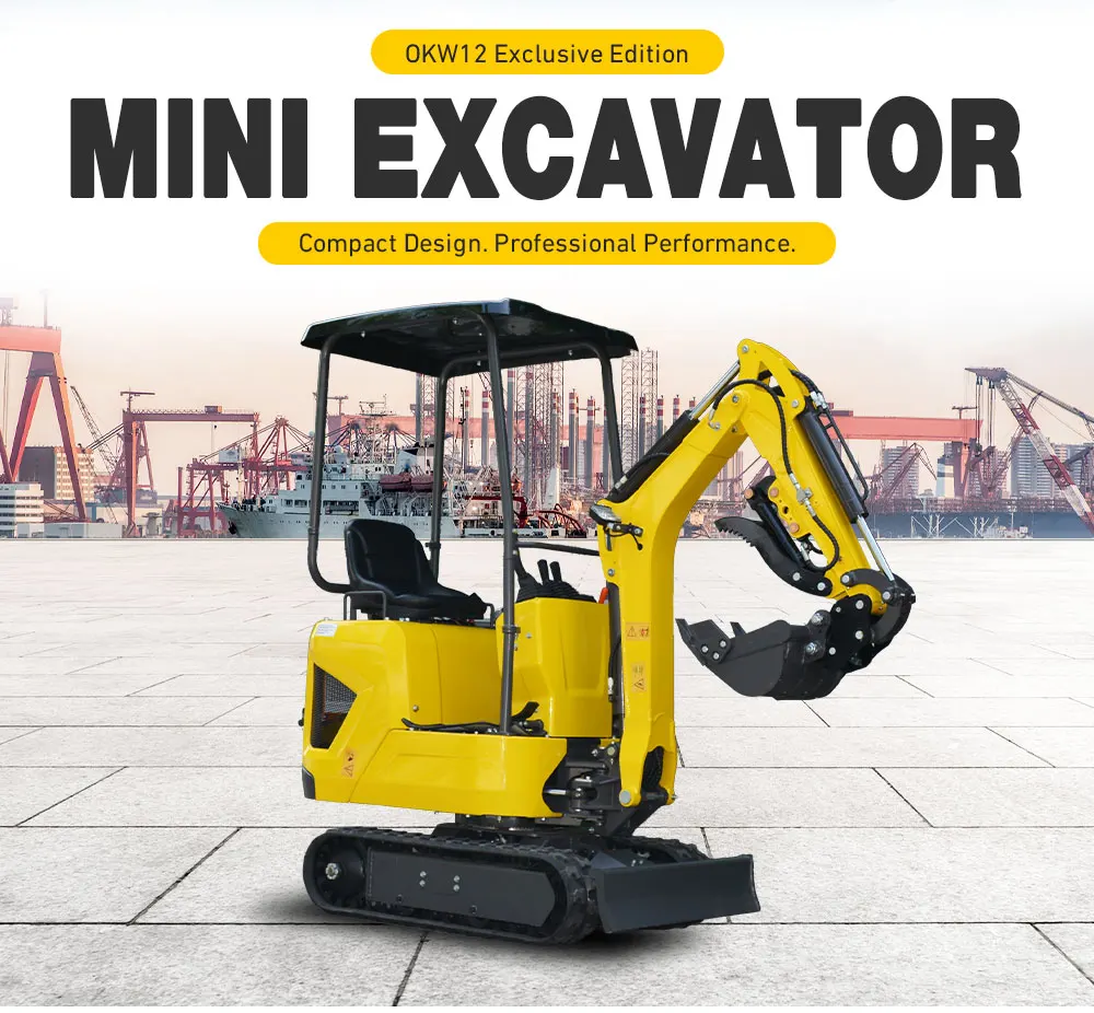 1,2-Tonnen-Hydraulik-Minibagger mit Raupenantrieb, CE Euro 5 zertifiziert, multifunktionale kleine Baggermaschine mit Hammerlöffel für den Haushalt – Detail 4