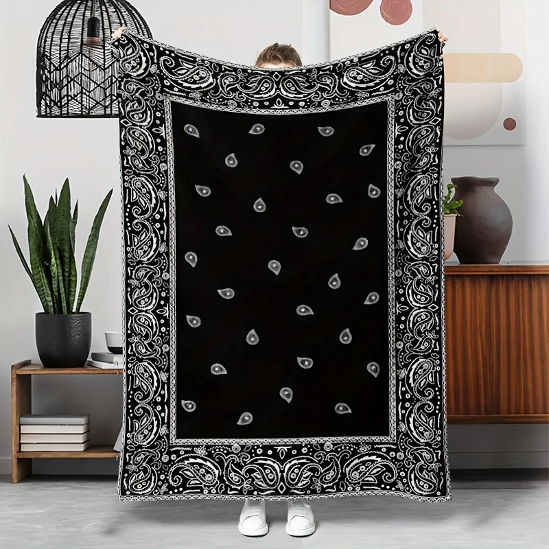 Weiche, warme und gemütliche Vintage-Paisley-Flanell-Überwurfdecke – ganzjährig für Couch, Bett, Büro und Reisen