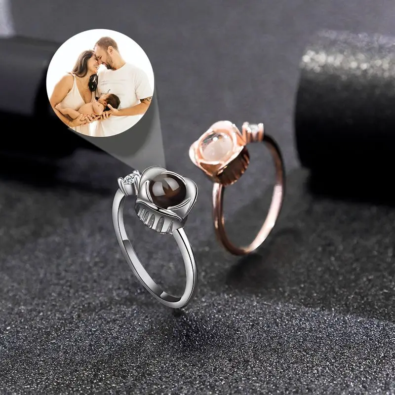 

Проекционное фотокольцо на заказ, персонализированное фотокольцо для женщин, жены, подруги, любовника, ювелирное изделие, подарок на годовщину, день рождения