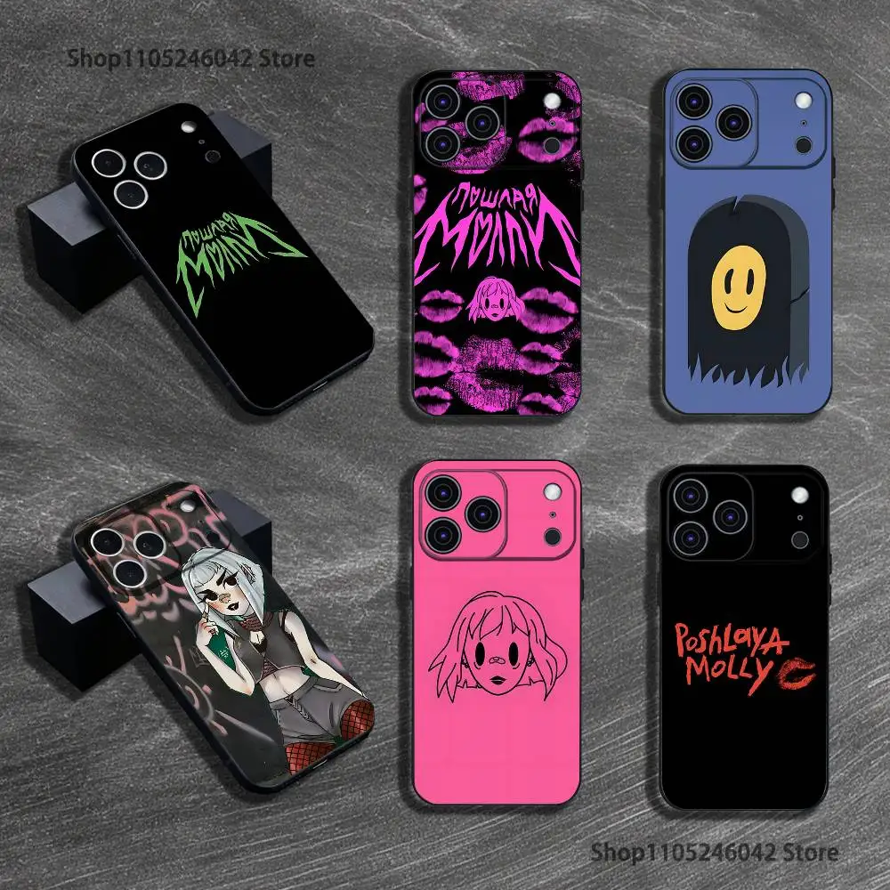 

P-Poshlaya M-Molly Band Phone Case For iPhone 17,16,15,14,13,12,11,Pro,Max,Plus Black Shockproof Soft Cover