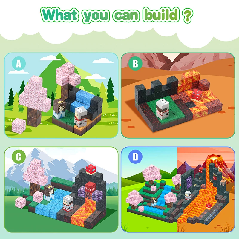 Magnetyczne klocki konstrukcyjne Świat Kopalni Zestaw Magnetycznych Kostek STEM Zabawka Edukacyjna dla Dzieci Chłopiec Dziewczynka Wiek 3+ Model DIY Prezent Świąteczny dla Dzieci