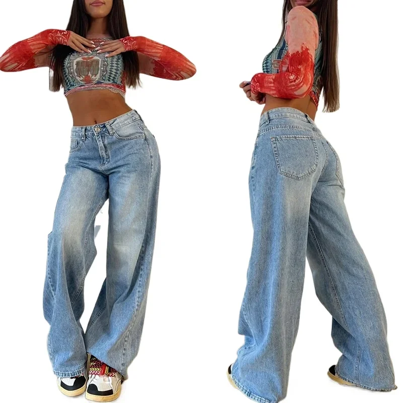 

2024 Baggy Jeans Women High Waist Mom Jeans Flare Pants Denim Straight Loose Autumn Long Streetwear Slim Fit Trousers Capris