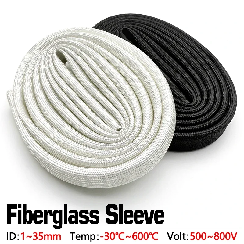 Fiberglass Sleeve 600Deg.C 2/5/10m High Temperature Insulation For Industrial Household Multipurpose Wire Cable Protector Sleeve