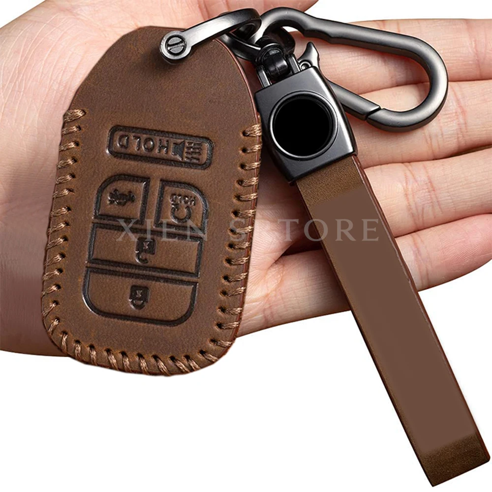 

Retro Leather Car Remote Smart Key Cover Fob Holder Keychain Bag For Honda Accord Civic Pilot CR-V 2017 2018 2019 Accessories