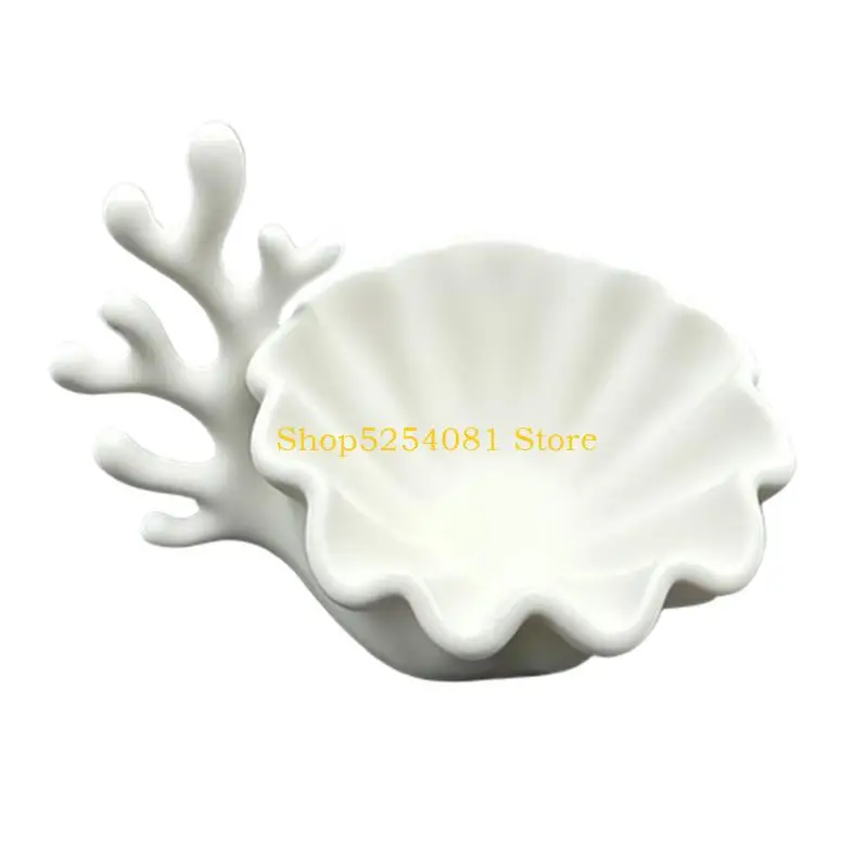 AXYC Scalloped Jewelry Dish Shell Bowl for Dresser Top Storage, Small Item Display Piece for Desk and Shelf Home Use